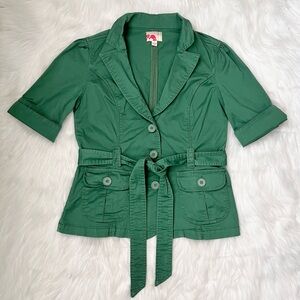 Forever 21 Green Belted Button Up Blazer Top